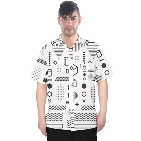 Pattern Hipster Abstract Form Geometric Line Variety Shapes Polkadots Fashion Style Seamless Men s Hawaii Shirt by Salman4z