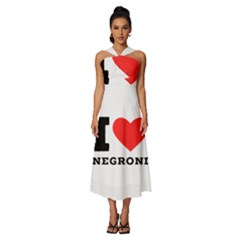 I Love Negroni Sleeveless Cross Front Cocktail Midi Chiffon Dress by ilovewhateva