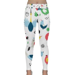 Vector Set Isolates With Cute Birds Scandinavian Style Classic Yoga Leggings by Salman4z