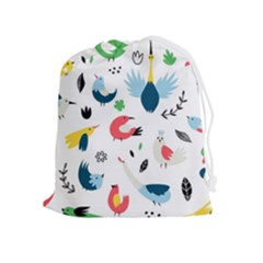 Vector Set Isolates With Cute Birds Scandinavian Style Drawstring Pouch (xl) by Salman4z