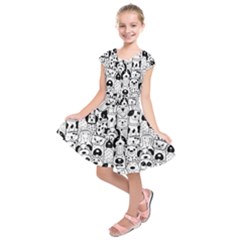 Seamless-pattern-with-black-white-doodle-dogs Kids  Short Sleeve Dress by Salman4z