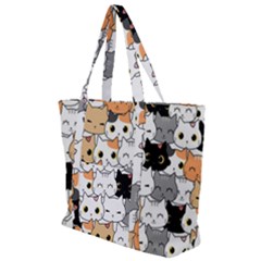 Cute-cat-kitten-cartoon-doodle-seamless-pattern Zip Up Canvas Bag by Salman4z