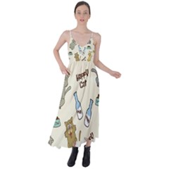 Happy-cats-pattern-background Tie Back Maxi Dress by Salman4z