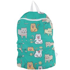 Seamless-pattern-cute-cat-cartoon-with-hand-drawn-style Foldable Lightweight Backpack by Salman4z