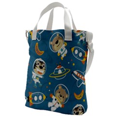 Seamless-pattern-funny-astronaut-outer-space-transportation Canvas Messenger Bag by Salman4z