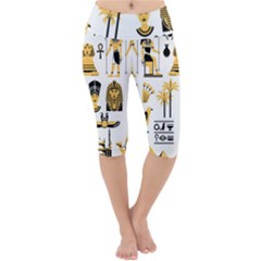 Egypt-symbols-decorative-icons-set Lightweight Velour Cropped Yoga Leggings by Salman4z