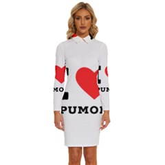 I Love Spumoni Long Sleeve Shirt Collar Bodycon Dress by ilovewhateva