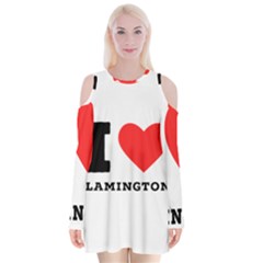 I Love Lamington Velvet Long Sleeve Shoulder Cutout Dress by ilovewhateva