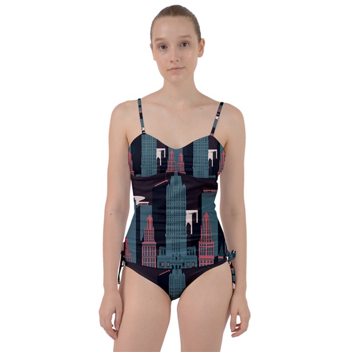 New York City Nyc Skyline Cityscape Sweetheart Tankini Set