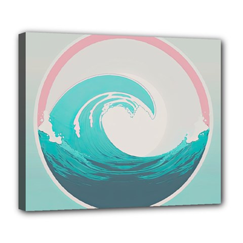 Tidal Wave Ocean Sea Tsunami Wave Minimalist Deluxe Canvas 24  X 20  (stretched) by Ravend