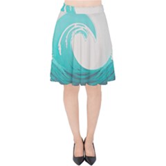 Tidal Wave Ocean Sea Tsunami Wave Minimalist Velvet High Waist Skirt by Ravend
