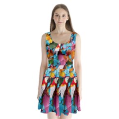 Confetti Tropical Ocean Themed Background Abstract Split Back Mini Dress 