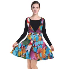 Confetti Tropical Ocean Themed Background Abstract Plunge Pinafore Dress