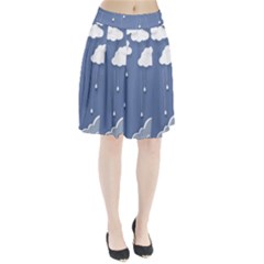 Clouds Rain Paper Raindrops Weather Sky Raining Pleated Skirt