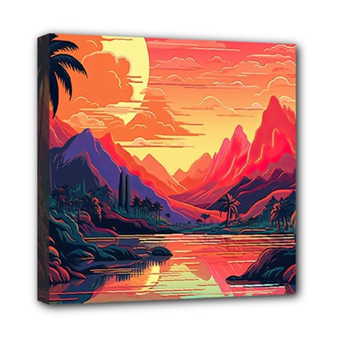 Tropical Landscape Island Background Wallpaper Mini Canvas 8  X 8  (stretched)