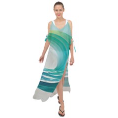 Tsunami Tidal Wave Wave Minimalist Ocean Sea Maxi Chiffon Cover Up Dress