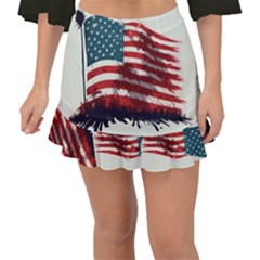 Patriotic Usa United States Flag Old Glory Fishtail Mini Chiffon Skirt
