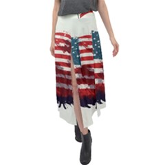 Patriotic Usa United States Flag Old Glory Velour Split Maxi Skirt