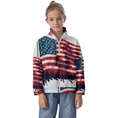 Patriotic Usa United States Flag Old Glory Kids  Half Zip Hoodie