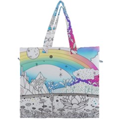 Rainbow Fun Cute Minimal Doodle Drawing Canvas Travel Bag
