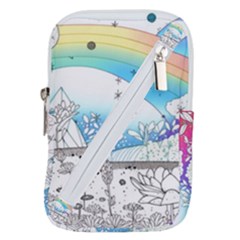 Rainbow Fun Cute Minimal Doodle Drawing Belt Pouch Bag (large)
