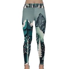 Forest Papercraft Trees Background Classic Yoga Leggings