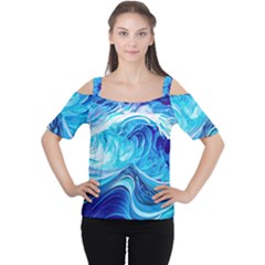 Tsunami Waves Ocean Sea Nautical Nature Water Cutout Shoulder Tee