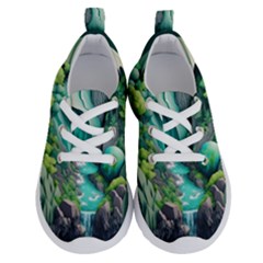 Waterfall Jungle Nature Paper Craft Trees Tropical Running Shoes by Ravend