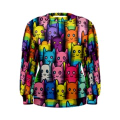 Cats Rainbow Pattern Colorful Feline Pets Women s Sweatshirt