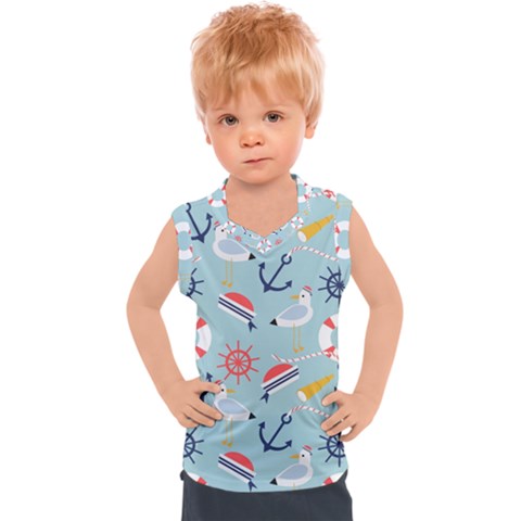 Nautical-marine-symbols-seamless-pattern Kids  Sport Tank Top by Salman4z