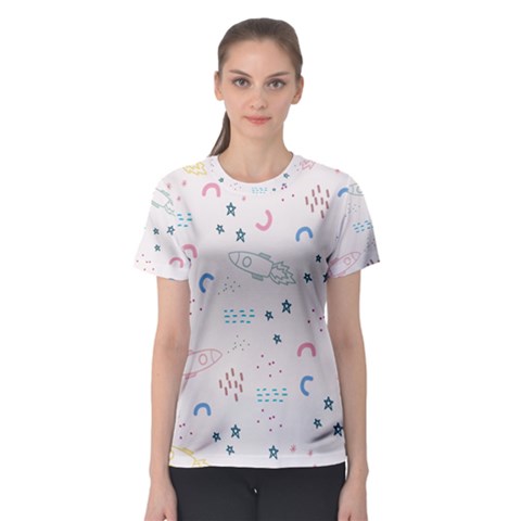 Spaceship Pattern Star Women s Sport Mesh Tee by danenraven