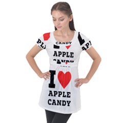 I Love Apple Candy Puff Sleeve Tunic Top by ilovewhateva