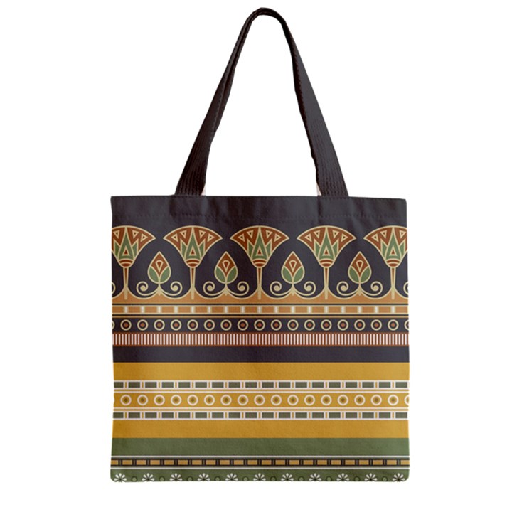 Seamless-pattern-egyptian-ornament-with-lotus-flower Zipper Grocery Tote Bag