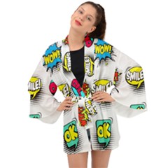 Set-colorful-comic-speech-bubbles Long Sleeve Kimono by Salman4z