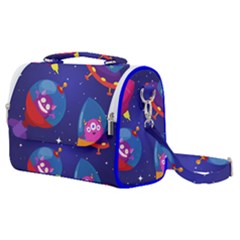 Cartoon-funny-aliens-with-ufo-duck-starry-sky-set Satchel Shoulder Bag by Salman4z