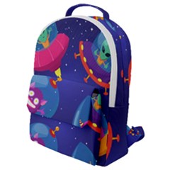 Cartoon-funny-aliens-with-ufo-duck-starry-sky-set Flap Pocket Backpack (small) by Salman4z