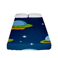 Seamless-pattern-ufo-with-star-space-galaxy-background Fitted Sheet (full/ Double Size) by Salman4z