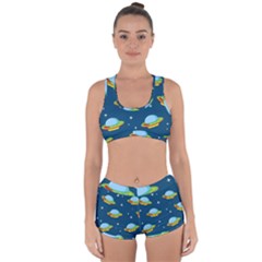 Seamless-pattern-ufo-with-star-space-galaxy-background Racerback Boyleg Bikini Set by Salman4z