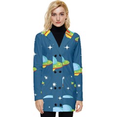 Seamless-pattern-ufo-with-star-space-galaxy-background Button Up Hooded Coat  by Salman4z