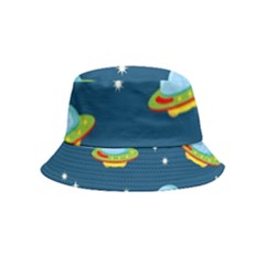 Seamless-pattern-ufo-with-star-space-galaxy-background Inside Out Bucket Hat (kids) by Salman4z