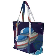 Ufo-alien-spaceship-galaxy Zip Up Canvas Bag by Salman4z