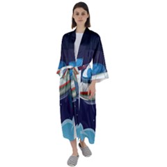 Ufo-alien-spaceship-galaxy Maxi Satin Kimono by Salman4z