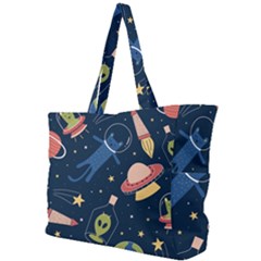 Seamless-pattern-with-funny-aliens-cat-galaxy Simple Shoulder Bag by Salman4z