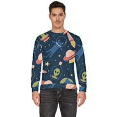 Seamless-pattern-with-funny-aliens-cat-galaxy Men s Fleece Sweatshirt by Salman4z