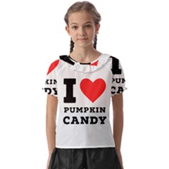 I Love Pumpkin Candy Kids  Frill Chiffon Blouse by ilovewhateva