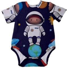 Boy-spaceman-space-rocket-ufo-planets-stars Baby Short Sleeve Bodysuit by Salman4z