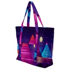 Egyptian-pyramids-night-landscape-cartoon Zip Up Canvas Bag