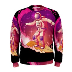 Astronaut-spacesuit-standing-surfboard-surfing-milky-way-stars Men s Sweatshirt by Salman4z