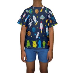 Big-set-cute-astronauts-space-planets-stars-aliens-rockets-ufo-constellations-satellite-moon-rover-v Kids  Short Sleeve Swimwear by Salman4z