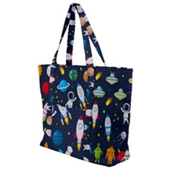 Big-set-cute-astronauts-space-planets-stars-aliens-rockets-ufo-constellations-satellite-moon-rover-v Zip Up Canvas Bag by Salman4z